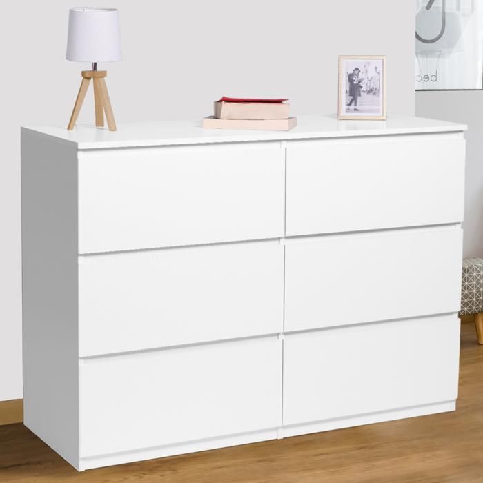 IDMARKET Commode 6 tiroirs TOMI 110 cm bois blanc