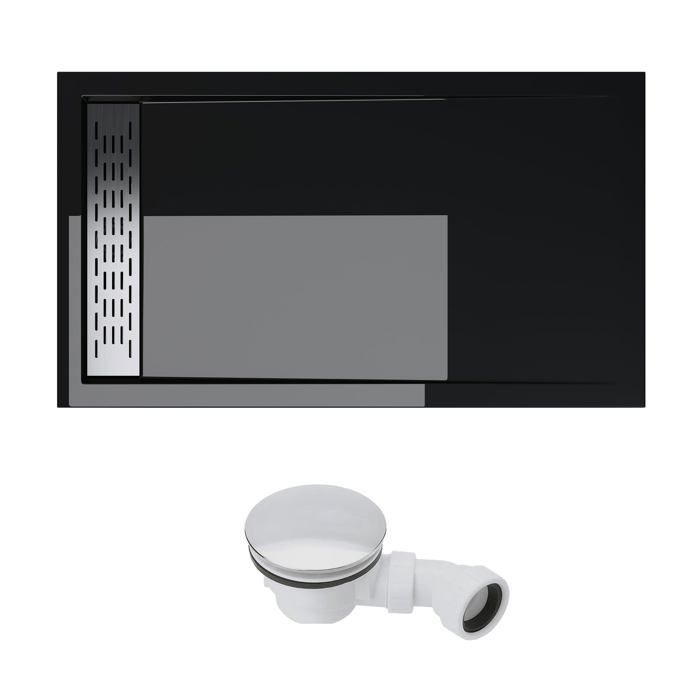 Plato de ducha Doporro negro 90x120cm Xetro4 rectangular extra plano de 5cm + desagüe AL02
