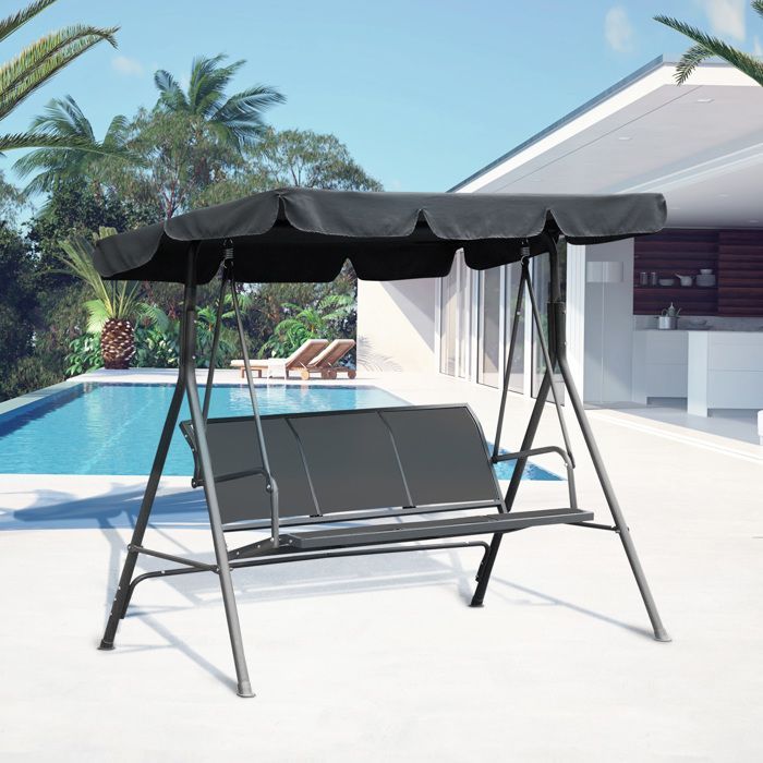 Balancelle de jardin Outsunny Métal 170x108x153cm Gris