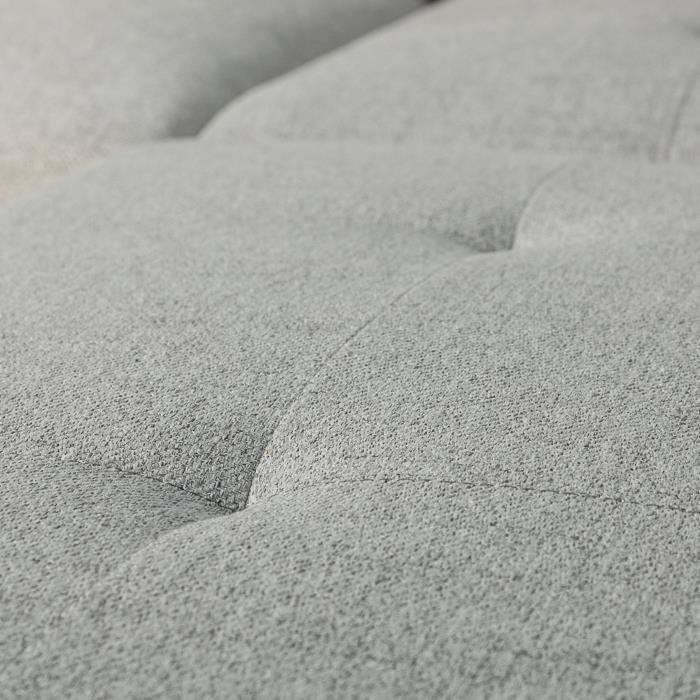 Sofá esquinero convertible reversible - 4/5 plazas - KELIO - Tela antracita/gris - 3 reposacabezas - 245 x 184 x 77/87 cm
