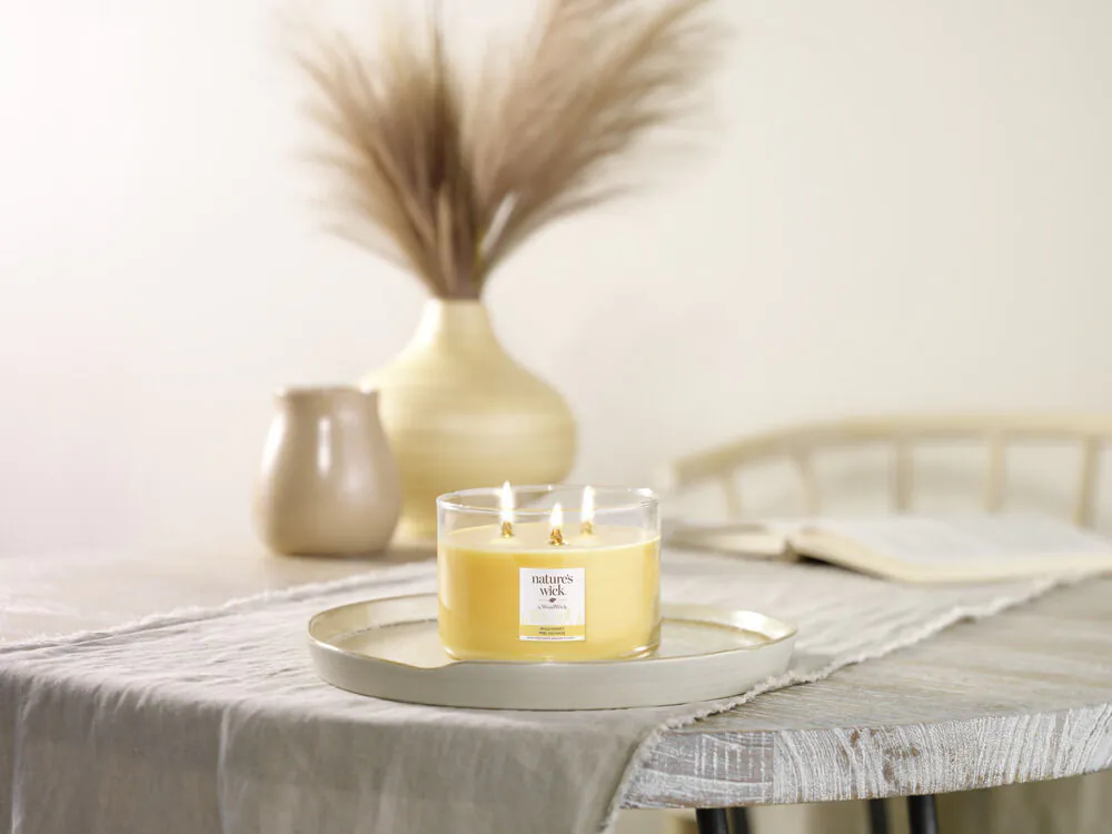 Woodwick Natures Wick Świeca w Szkle z 3 Drewnianymi Knotami Wild Honey