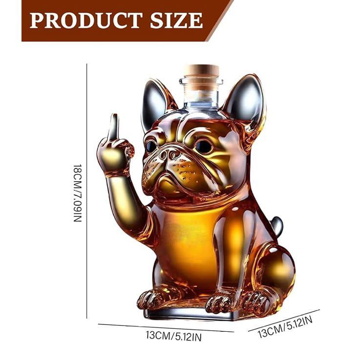Botella de whisky, decantador para vino y whisky, decantadores de vino o licor mostrando su dedo medio 17,8 x 12,7 x DECANTER