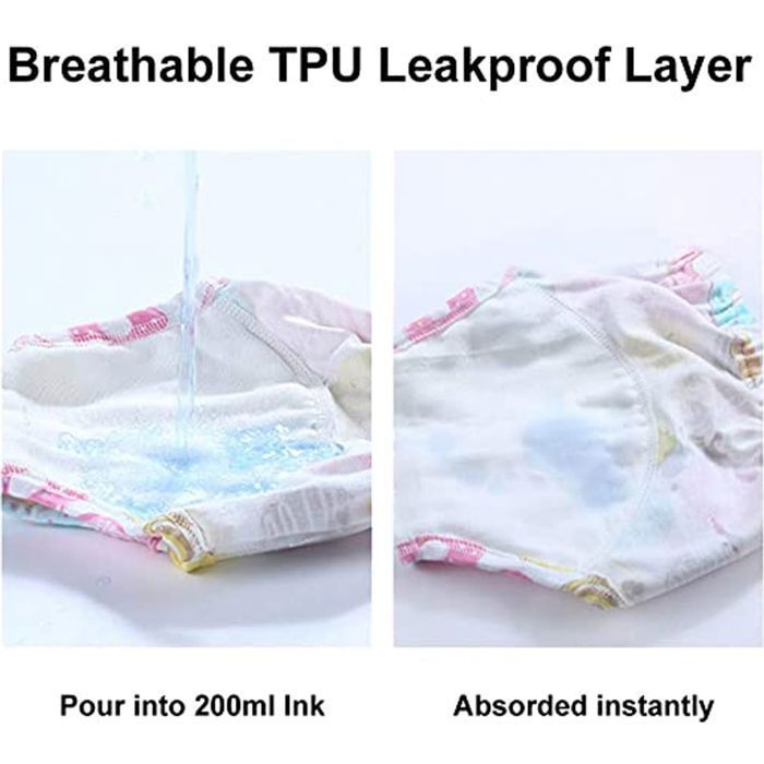 Lot de 6 sous-vêtements d'apprentissage de la propreté réutilisables en coton, respirants pour tout-petits garçons et filles, cu