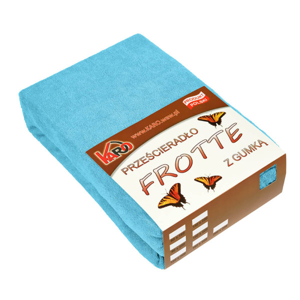Prześcieradło frotte z gumką 200x220 turkusowe 030 KARO