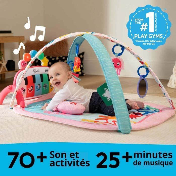 BABY EINSTEIN 4-in-1 Baby Girl Activity Mat - Kickin' Tunes - Piano Toy, Sensory Arch, Multilingual