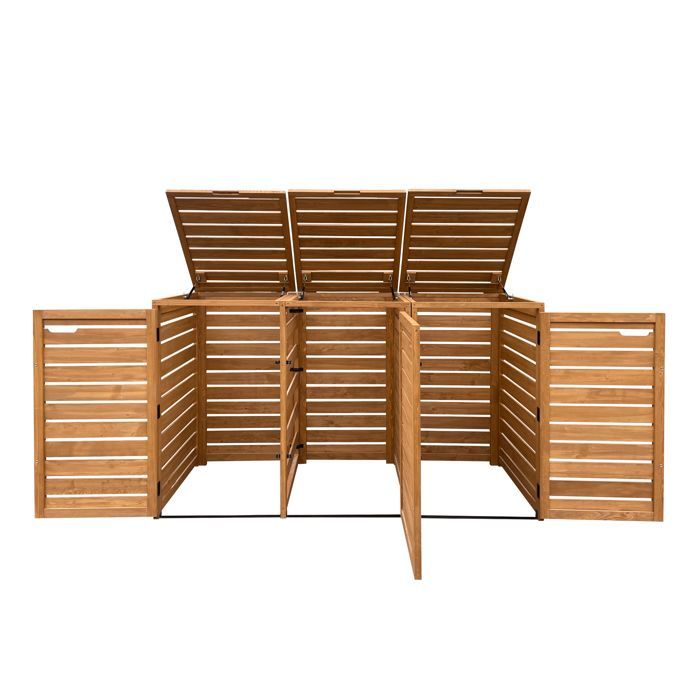 AXI Lex Cache Poubelle en Bois Marron - Abri poubelle pour 3 conteneurs - Max. 240L - Abri Poubelle Extérieur avec Excellente