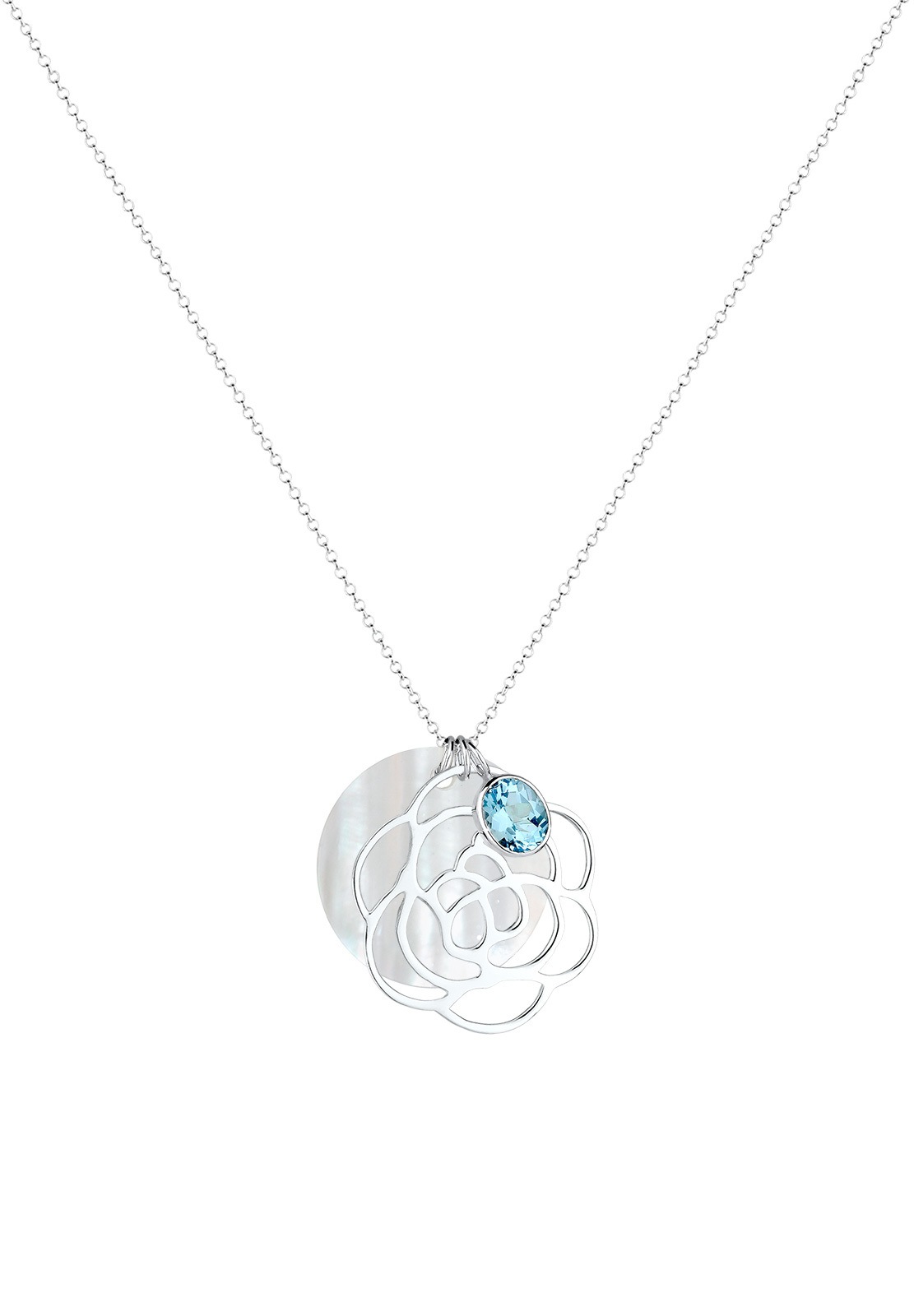 Elli Femme Pendentif Fleur Nacre avec Pierre Topaze en Argent Sterling 925