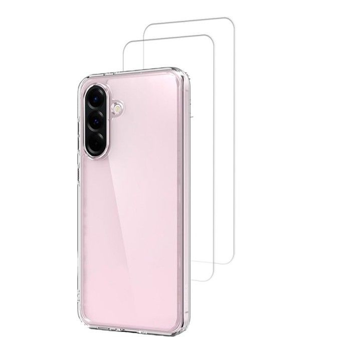 EVETANE schokbestendige transparante hoes, compatibel met Galaxy A56 + 2 schermbeschermers
