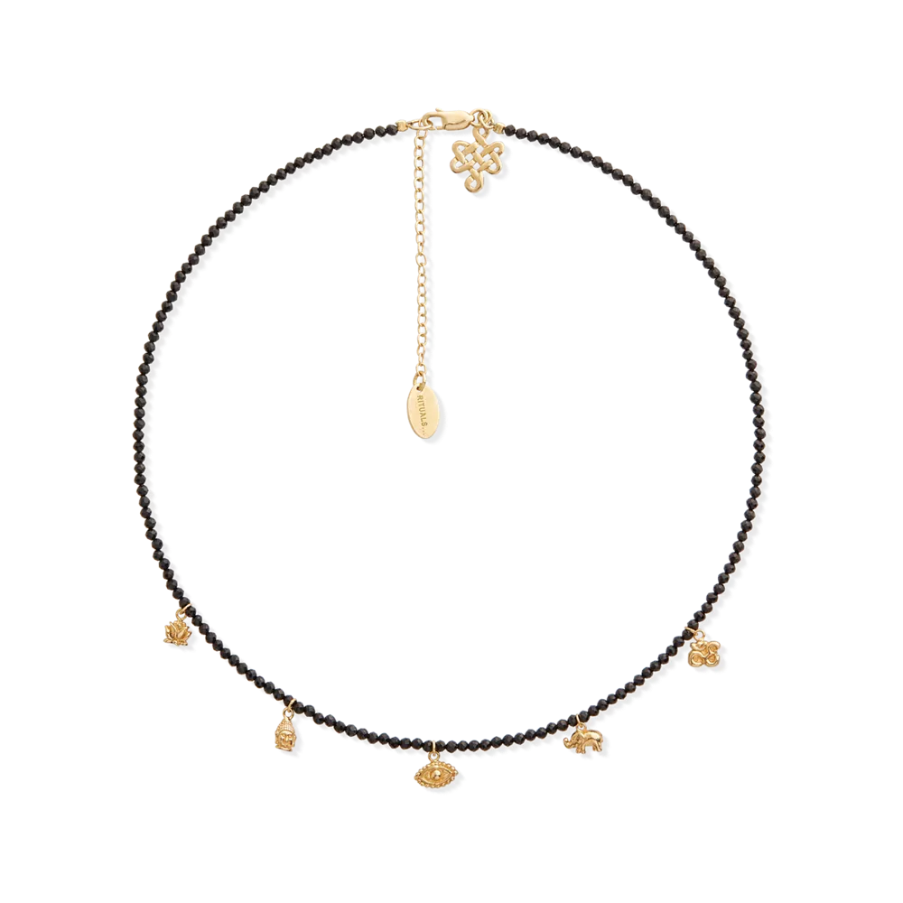 Collar con colgante de cuentas de la Casa de los Rituales, collar chapado en oro con piedra preciosa