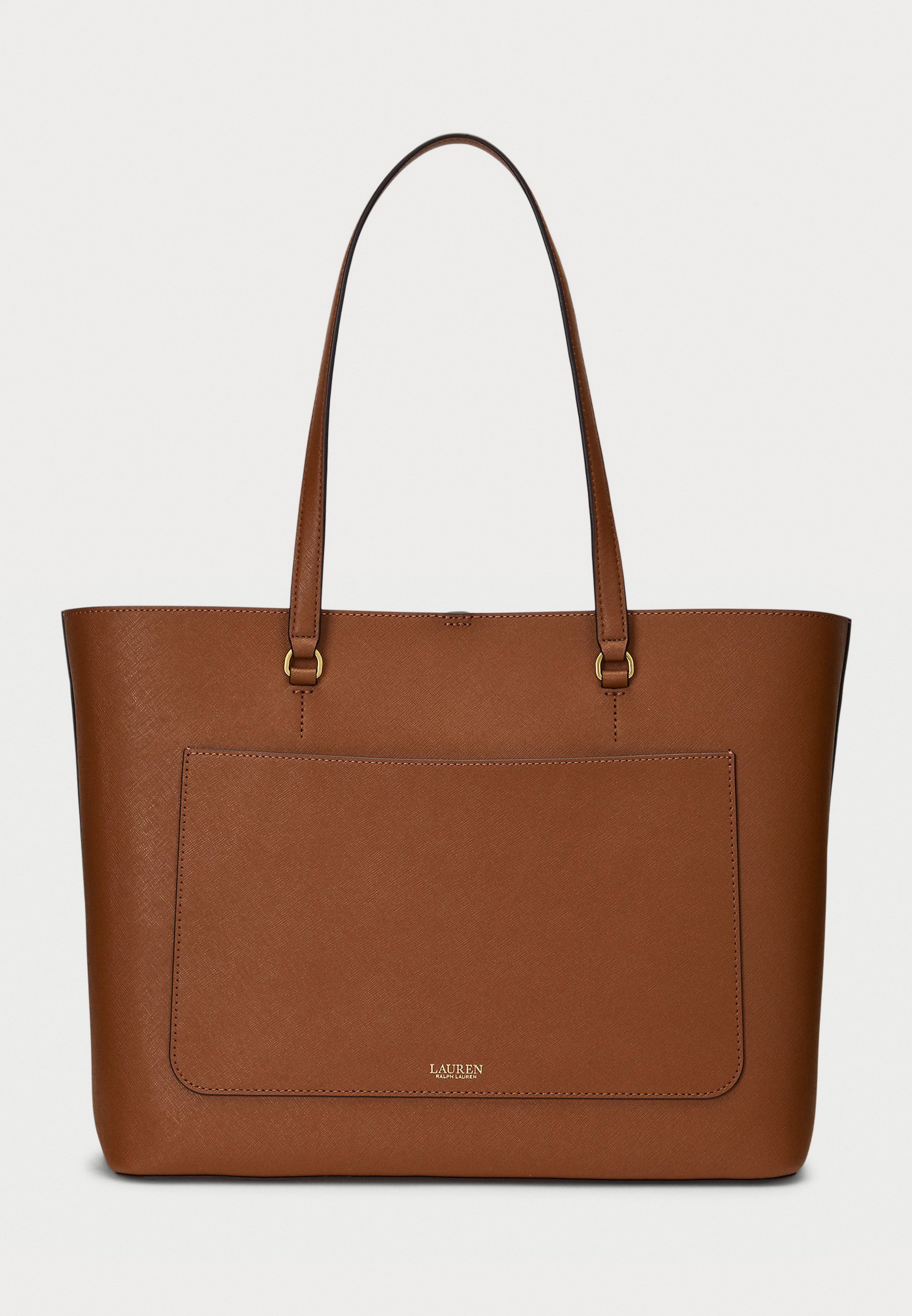 Lauren Ralph Lauren CROSSHATCH LEATHER LARGE KARLY TOTE - Tote bag - bruin