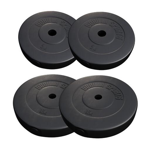 Komplet uteži iz plastičnih plošč Gorilla Sports - 2 x 5 kg 2 x 10 kg