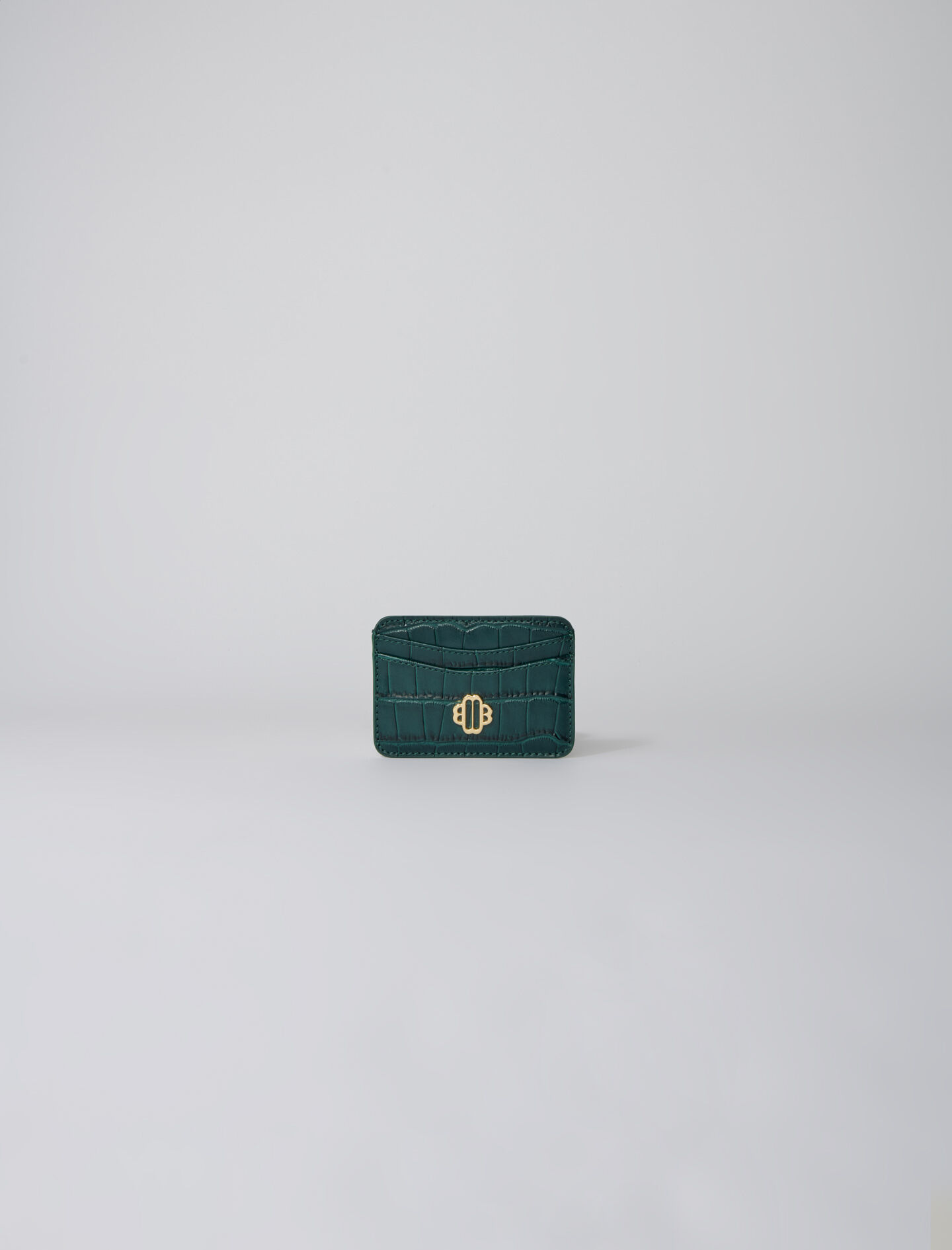 Portcard din piele în stil crocodil - Verde sticlă