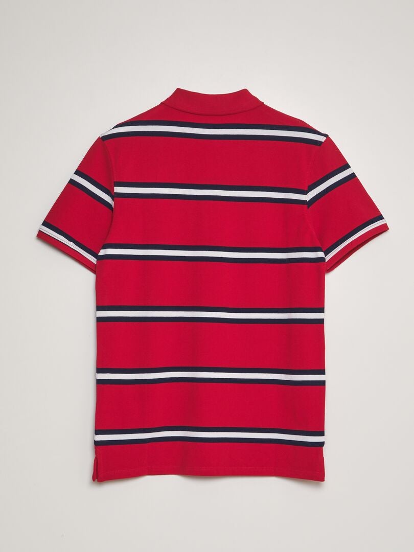 Gestreept poloshirt van katoenpiqué - rood