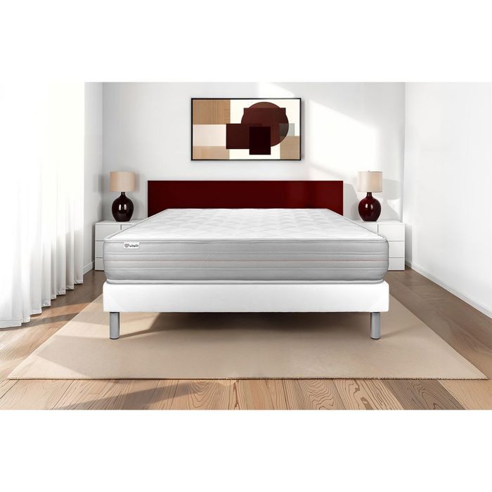 Matratze und Lattenrost-Set 90x190 cm - Weißer Lattenrost (vormontiert) - Vitalmemo