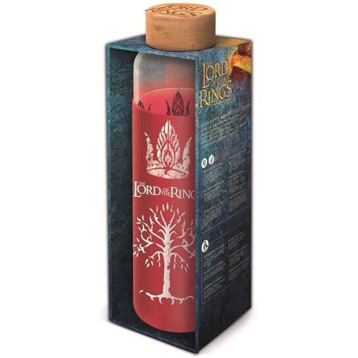 STOR Herr der Ringe Glasflasche mit wiederverwendbarer Silikonhülle, 585 ml