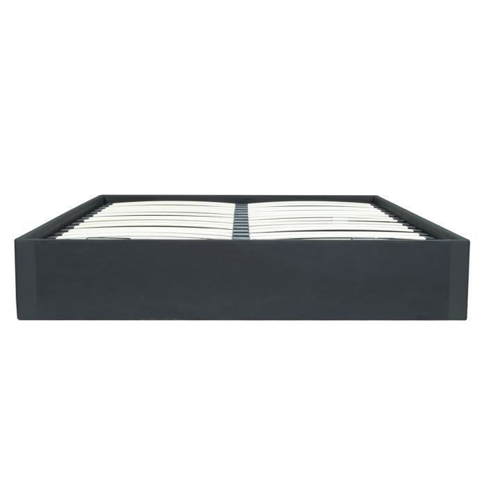 Cama adulta ECLIPSE de 160x200 cm con caja de almacenamiento - Piel sintética negra
