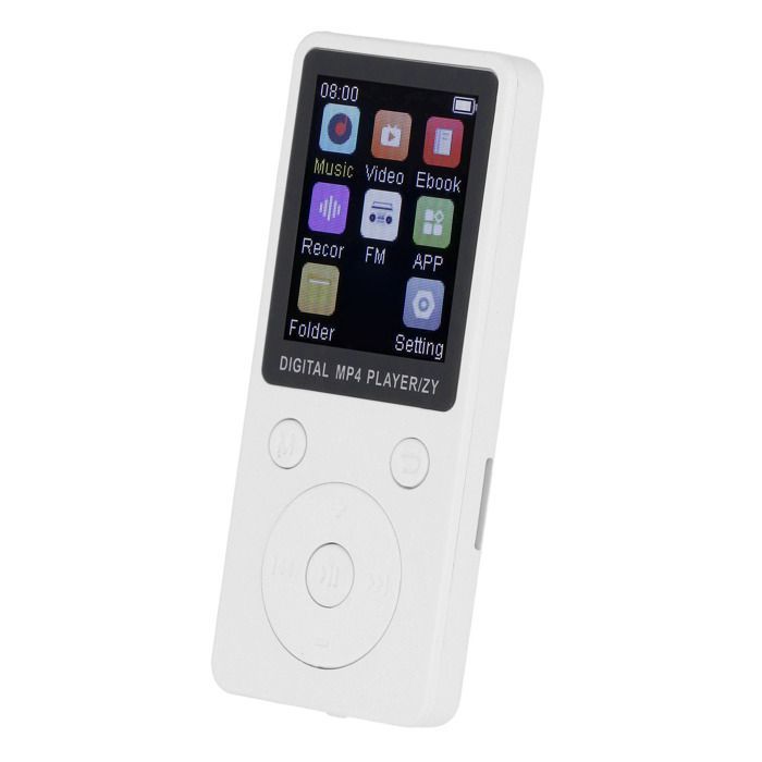 Lettore MP3/MP4 OMABETA con Bluetooth 5.0, schermo a colori da 1,8 pollici, scheda di memoria integrata da 16 GB, bianco