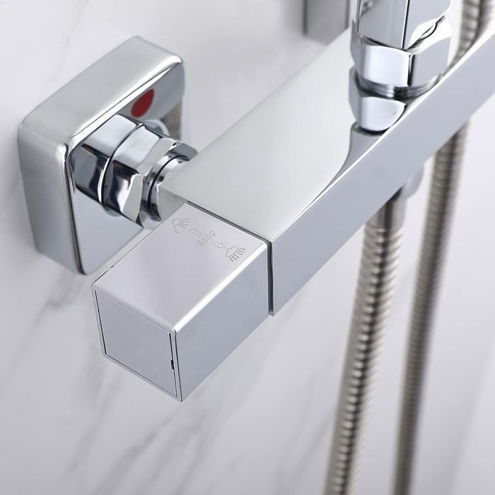 Thermostatic Shower Column, Bathroom Thermostatic Shower Column with Height-Adjustable Mixer Tap Shower System