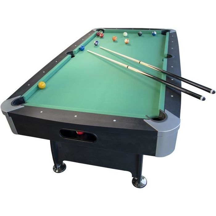 American Pool Table with Automatic Ball Return - Black and Green Cloth - MDF and PVC Laminate - 220x123x80 cm