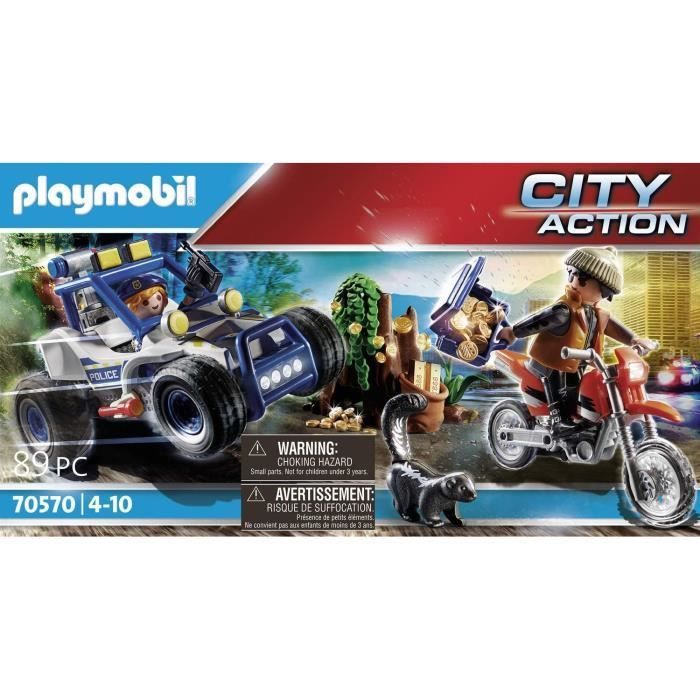 PLAYMOBIL - 70570 - Policier avec voiturette et voleur à moto - Matériaux mixtes - Multicolore - Mixte