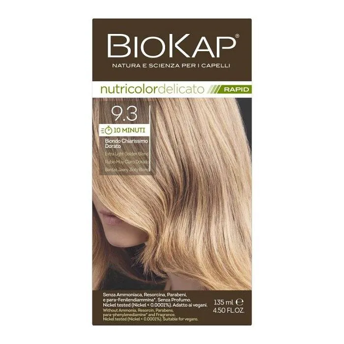 Biokap Nutricolor Delicato Rapid Farba do włosów,9.3 Bardzo Jasny Złoty Blond