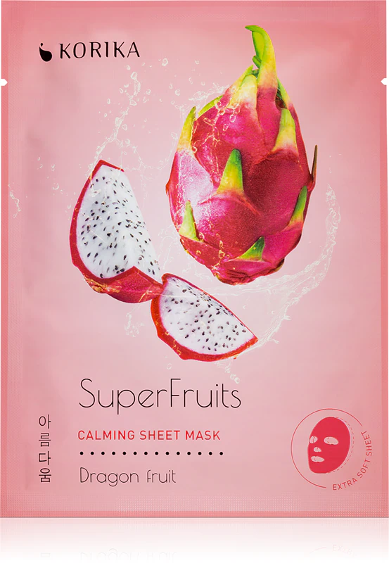 KORIKA SuperFruits Drakenfruit - Set van 5 kalmerende gezichtsmaskers: een set gezichtsmaskers met een kalmerende werking en drakenfruit, nu verkrijgbaar voor een gereduceerde prijs.