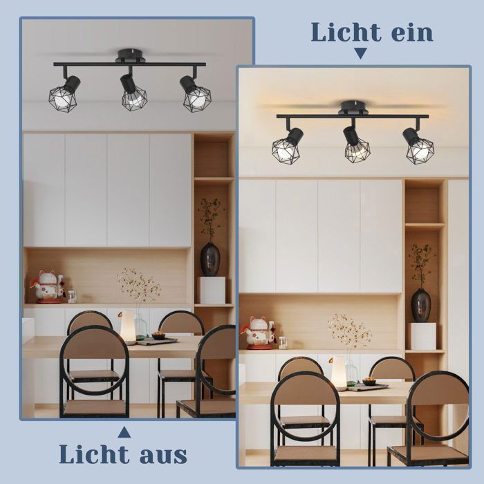 Plafonnier - NETTLIFE - 3 lampes - Orientable 350° - Métal noir - E14