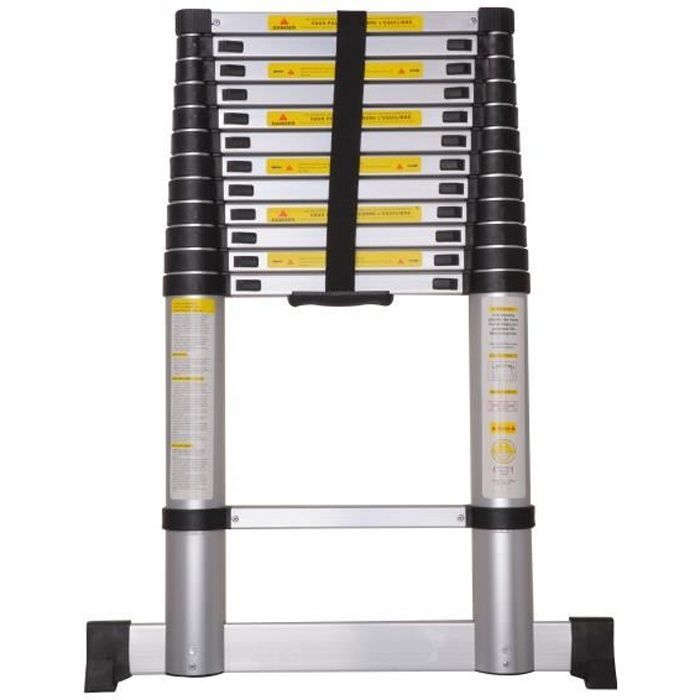 Telescopic ladder - VARAN - 3.80m - 13 rungs - Aluminium - Max load 150kg