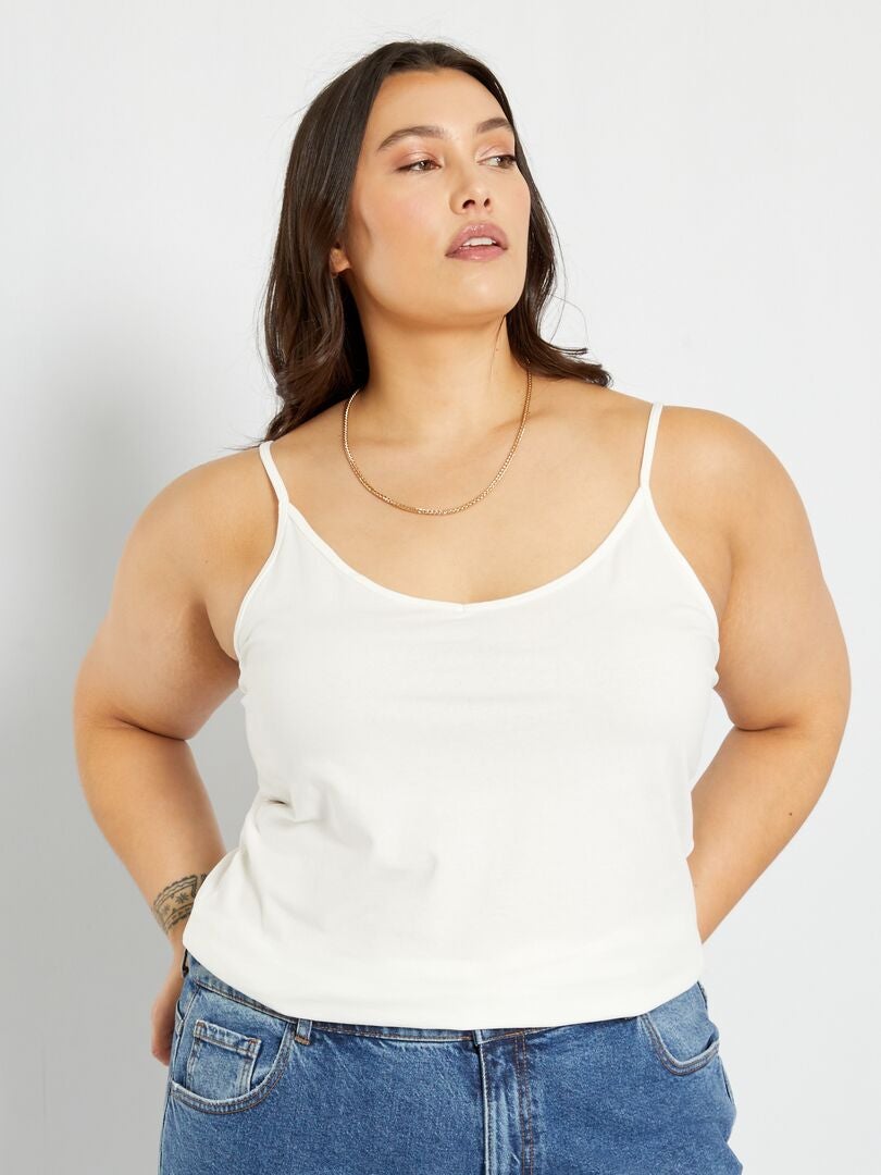 Top de malha com alças finas - Branco