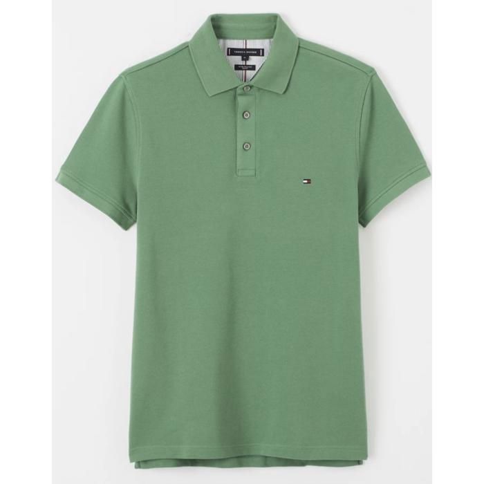 Camisa polo Tommy Hilfiger de manga curta, verde, corte slim, tamanho EUA