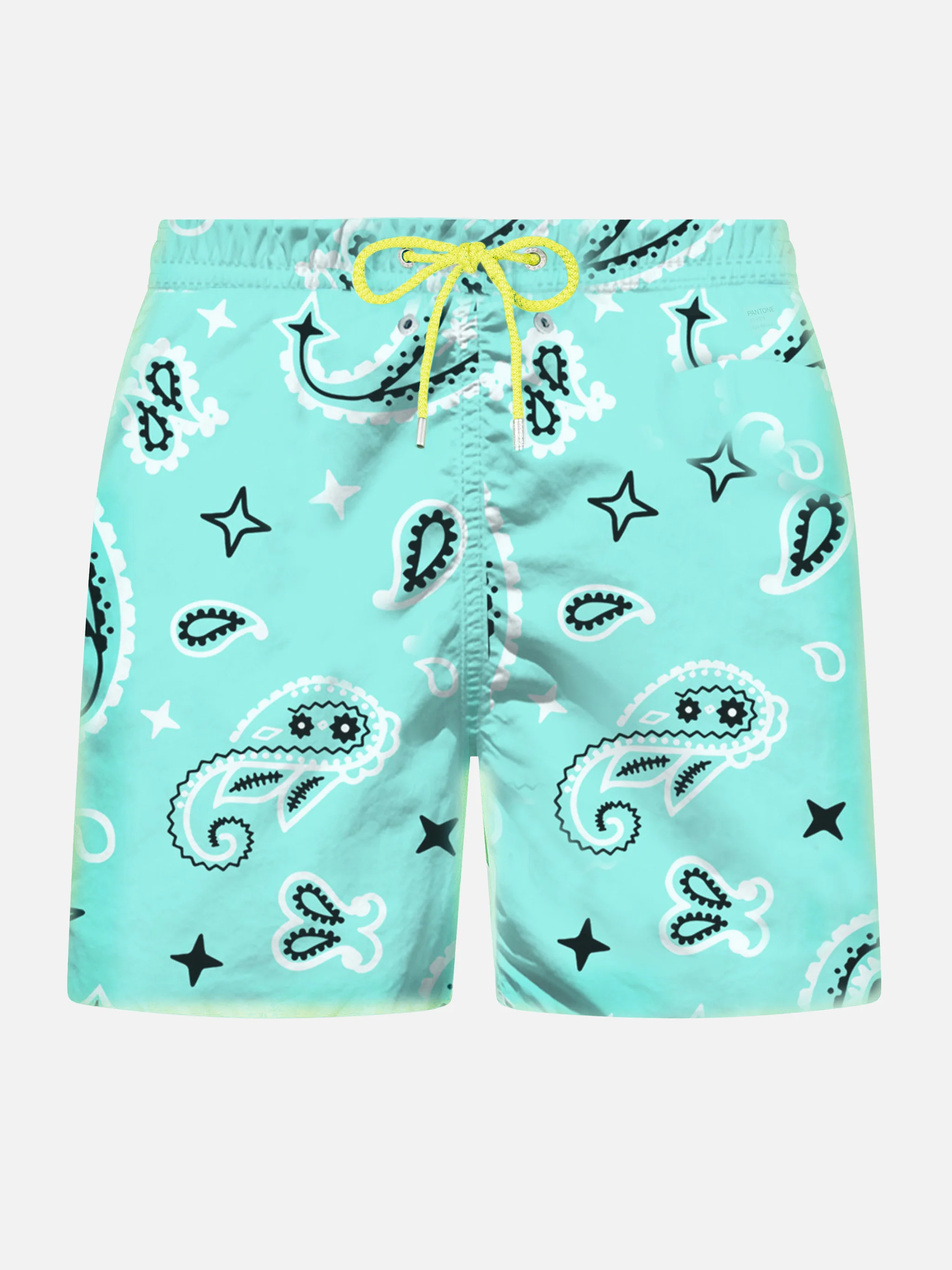 Herenzwempak van lichtgewicht stof met groene bandana-print