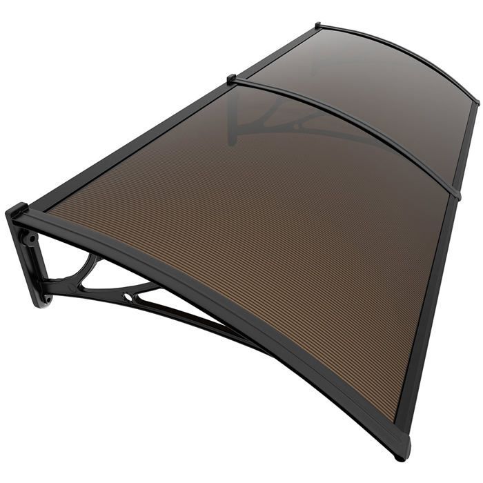 Marquesina para puerta de entrada VOUNOT® 200x80cm - Policarbonato - Resistente a los rayos UV - Marrón
