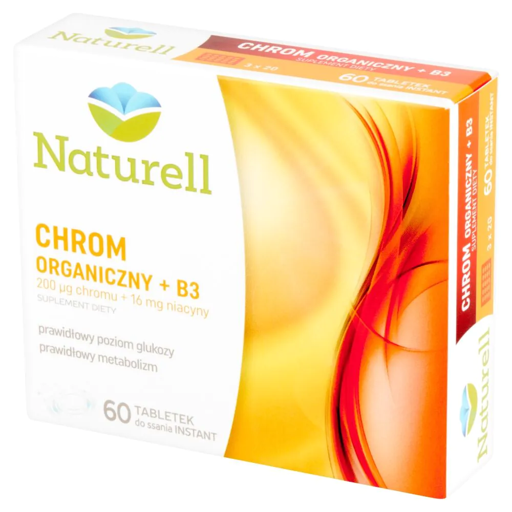 Naturell Chrom Organiczny + B3, Tabletki do rozgryzania i żucia