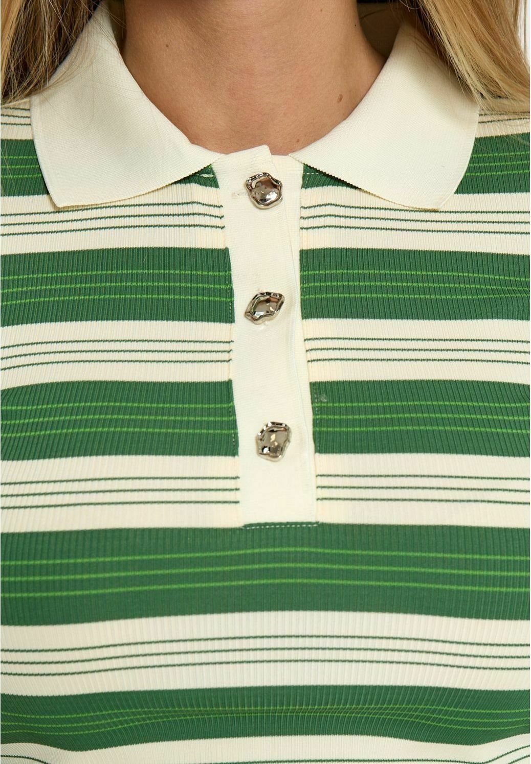 Minus PAMMIE LUNGĂ SLEEVE - Tricou polo - s verde pușcă cu dungi