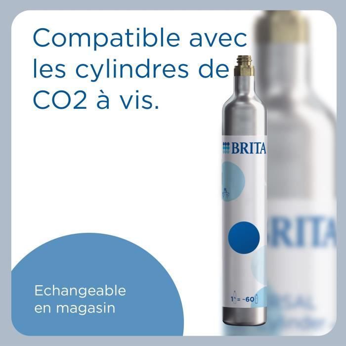 Machine à soda BRITA - SodaONE Blanche - 1 Bouteille 1L et 1 Cylindre de CO2 inclus