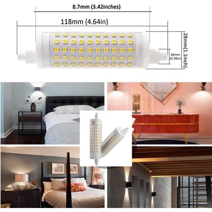 Lampadina LED R7S da 118 mm dimmerabile, 20 W, faretto lineare a doppio attacco tipo J, 1500 lumen, 6000 K, confezione da 2 (bianco freddo)