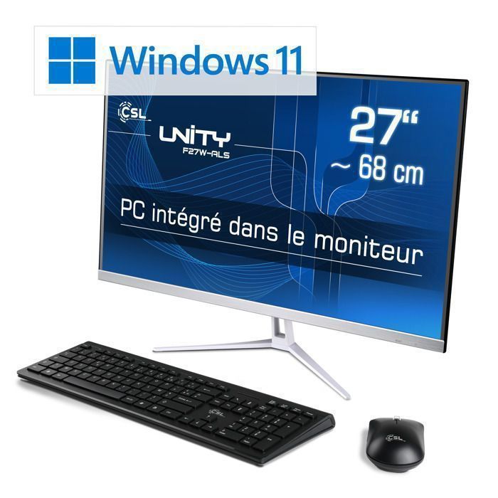 Unity F27W-ALS 27-inch All-in-One pc, Intel N200, 16 GB RAM, 512 GB SSD, Full HD, wit, Windows 11