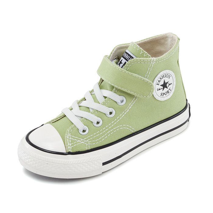Unisex Children's High-Top Canvas Sneakers, Lightweight, Breathable, Non-Slip Shoes for Boys and Girls - Green