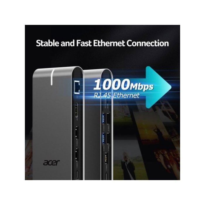 Acer Docking Station Universale Type-C 15-in-1 Grigia con Uscita Video 8K