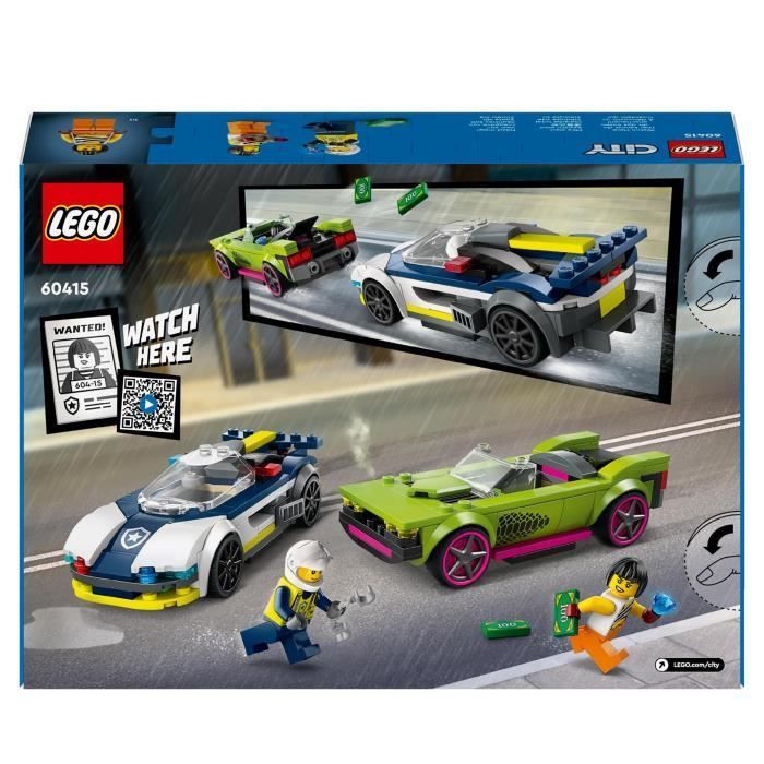 LEGO® 60415 City Police Car vs. Supercar Chase, Toy with Minifigures, Children's Gift