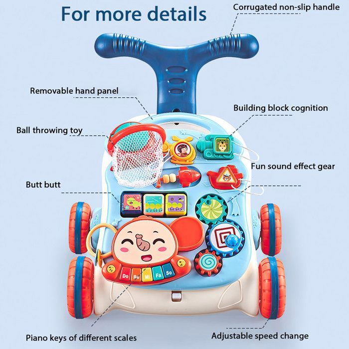 Girello 2 in 1 a forma di elefante per l'apprendimento precoce | Girello per bambini e bambine con tavolo attività e gioco di basket | Girello