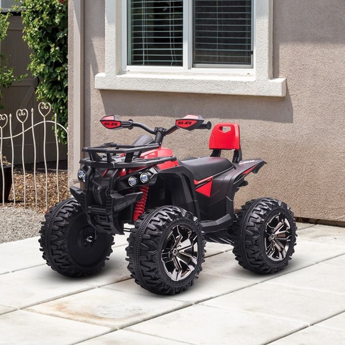 HOMCOM 12V Elektro-Quad-Buggy für Kinder (4x4), 8 km/h Höchstgeschwindigkeit, Licht- und Soundeffekte, Sitz mit Rückenlehne, Gepäckträger vorne