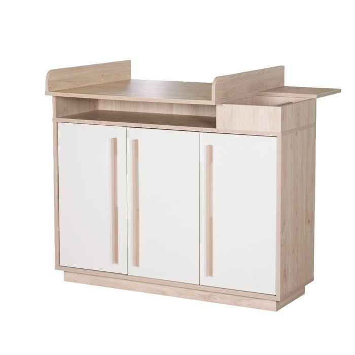 Commode à Langer Évolutive ROBA - Elva - 3 Portes à Fermeture Douce 5 Niches - Cachemire - Effet Noyer