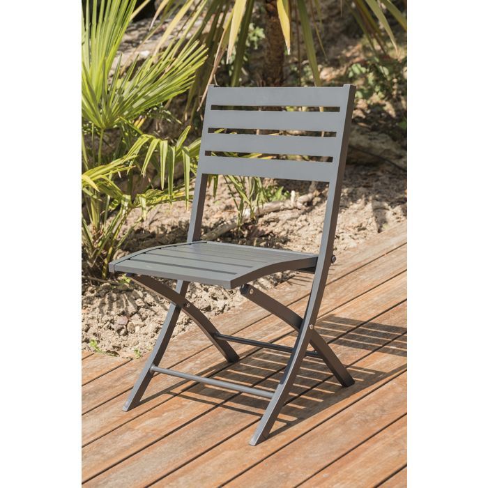 Ensemble repas de jardin 4 places en aluminium gris anthracite - Gris anthracite