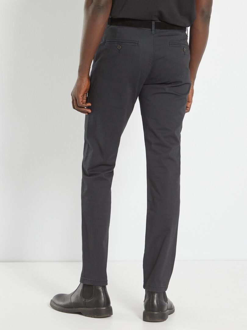 Pantalones chinos ajustados con cinturón - Talla L32 - Negro