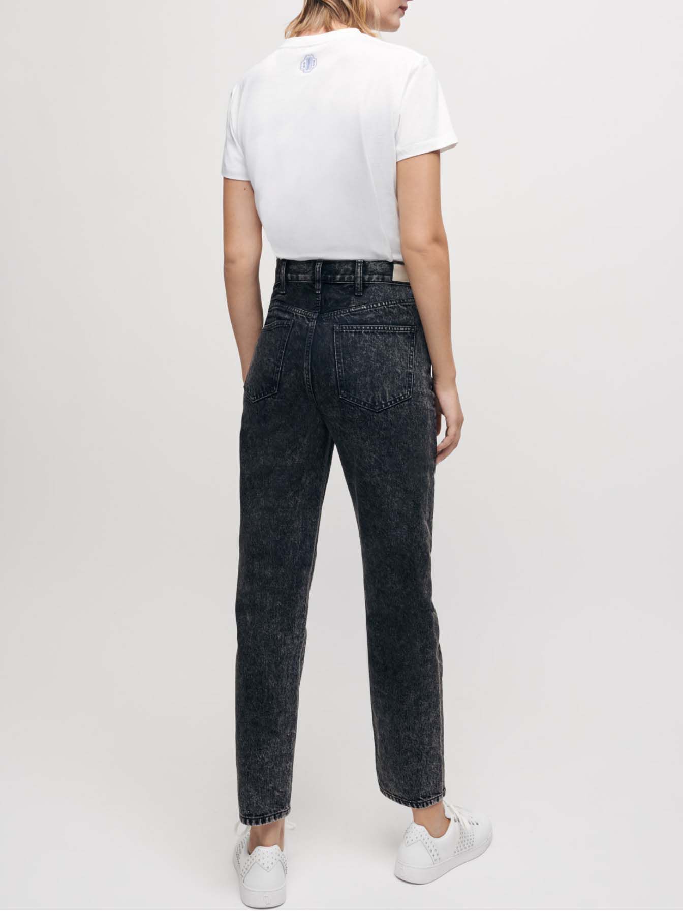Gescheurde mom jeans met middelhoge taille - Zwart