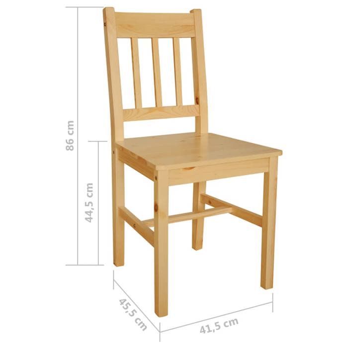Lot de 4 chaises de salle a manger cuisine style rustique en bois de pin CDS021329