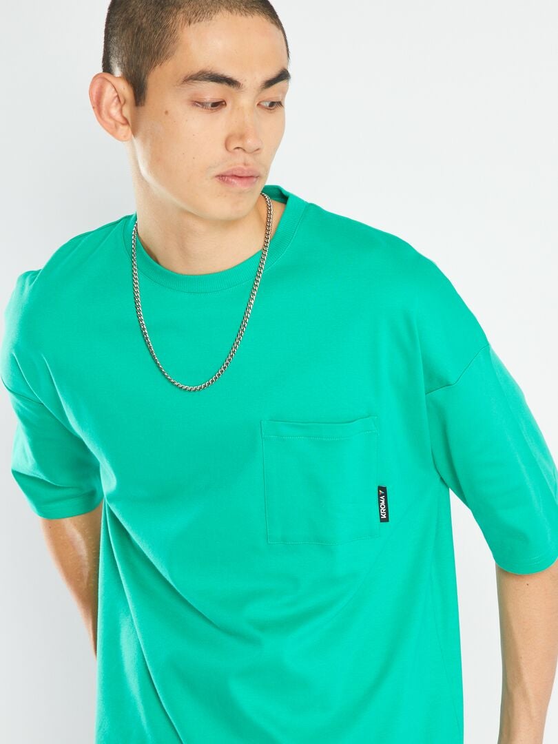 T-shirt met borstzak - GROEN