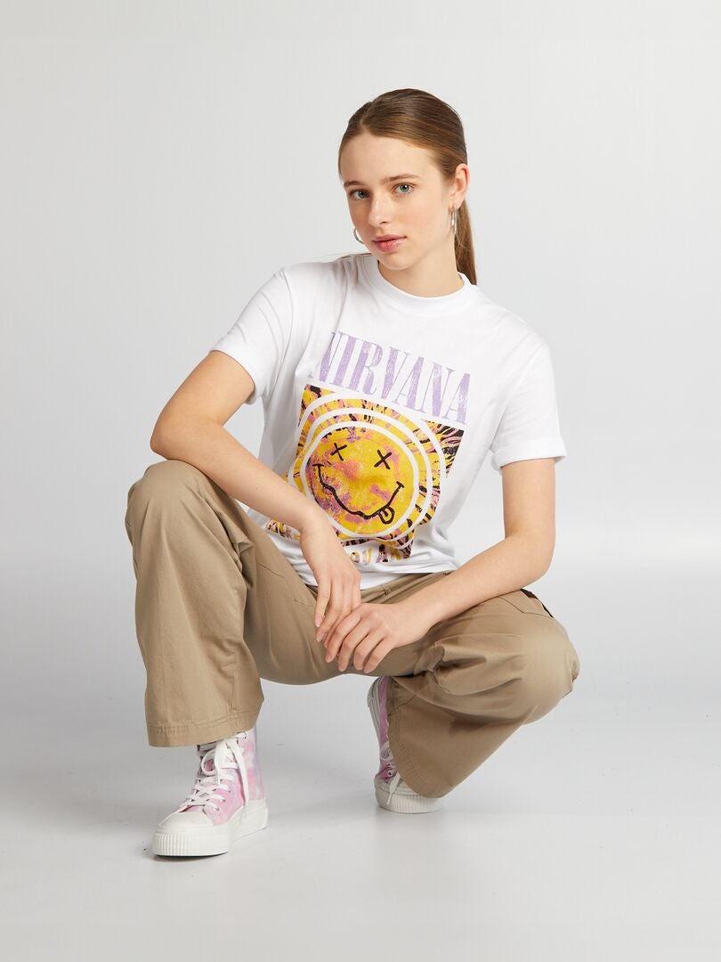 Camiseta oversized 'Nirvana' - BRANCA