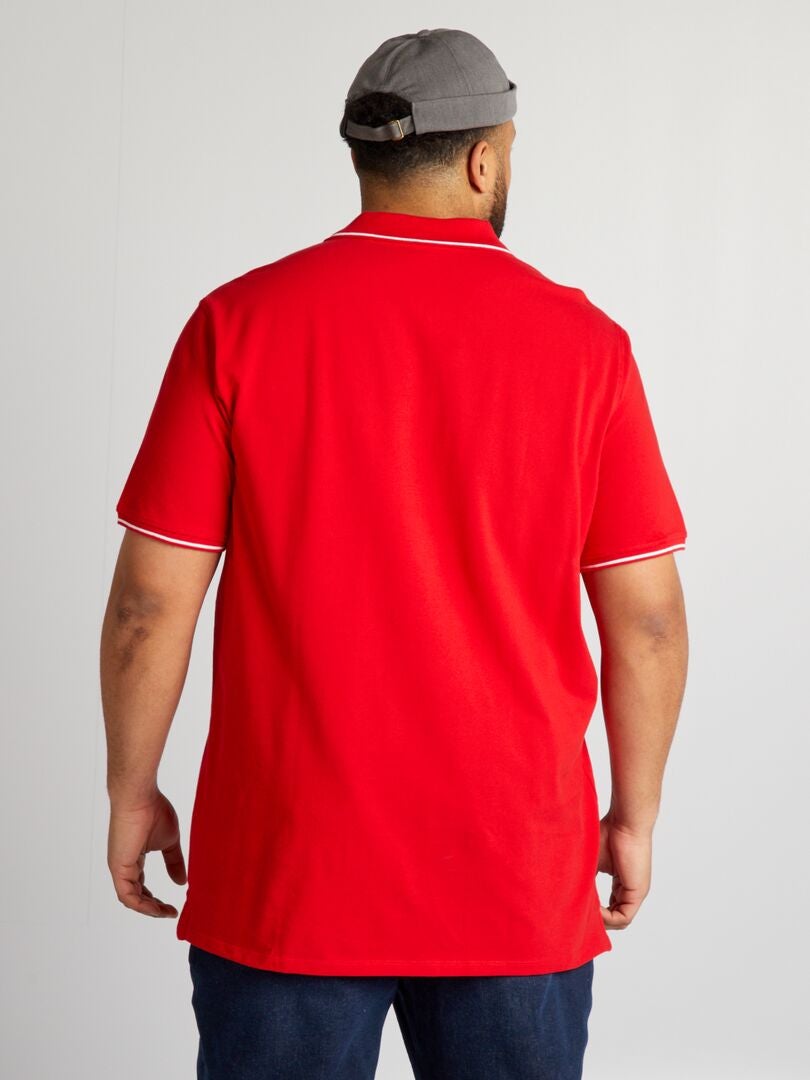 Contrasterend katoenen poloshirt - rood